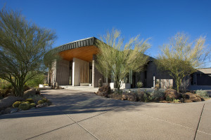 Desert Modern for the Magnificent Collection | Front Exterior View 1 Designed by architect CP Drewett this award winning modern home showcases the magnificent collection within as well as the stunning surrounding views