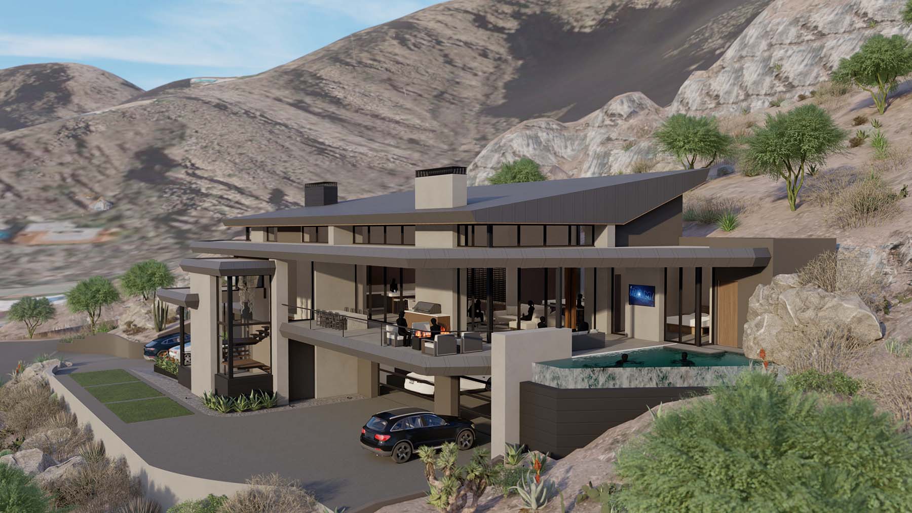 Set within the side of a mountain, this home was designed for indoor/outdoor living.