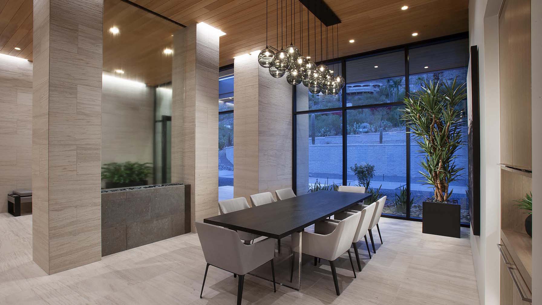 Now and Zen dining roomAZ Masonry Award Located in Scottsdale Ariz Drewett Works is an award winning architecture firm specializing in luxury residential hospitality and commercial architecture